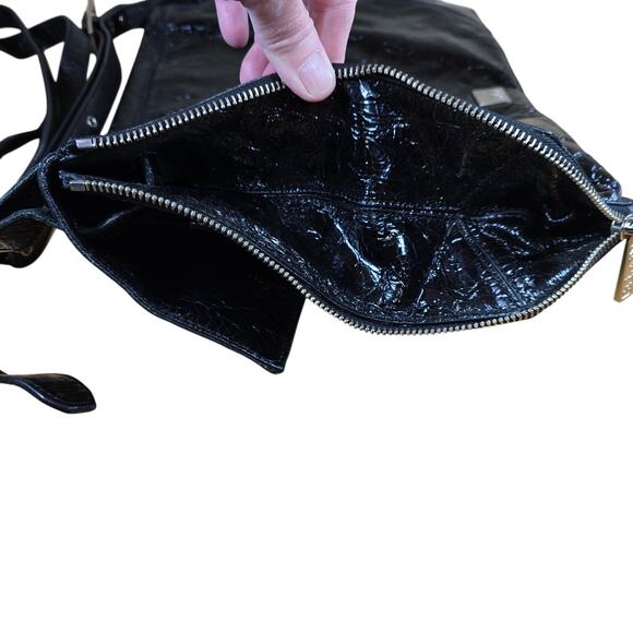 Black Original Large Kooba Black Patent Leather Messenger/Crossbody/Computer Bag - Picture 4 of 7